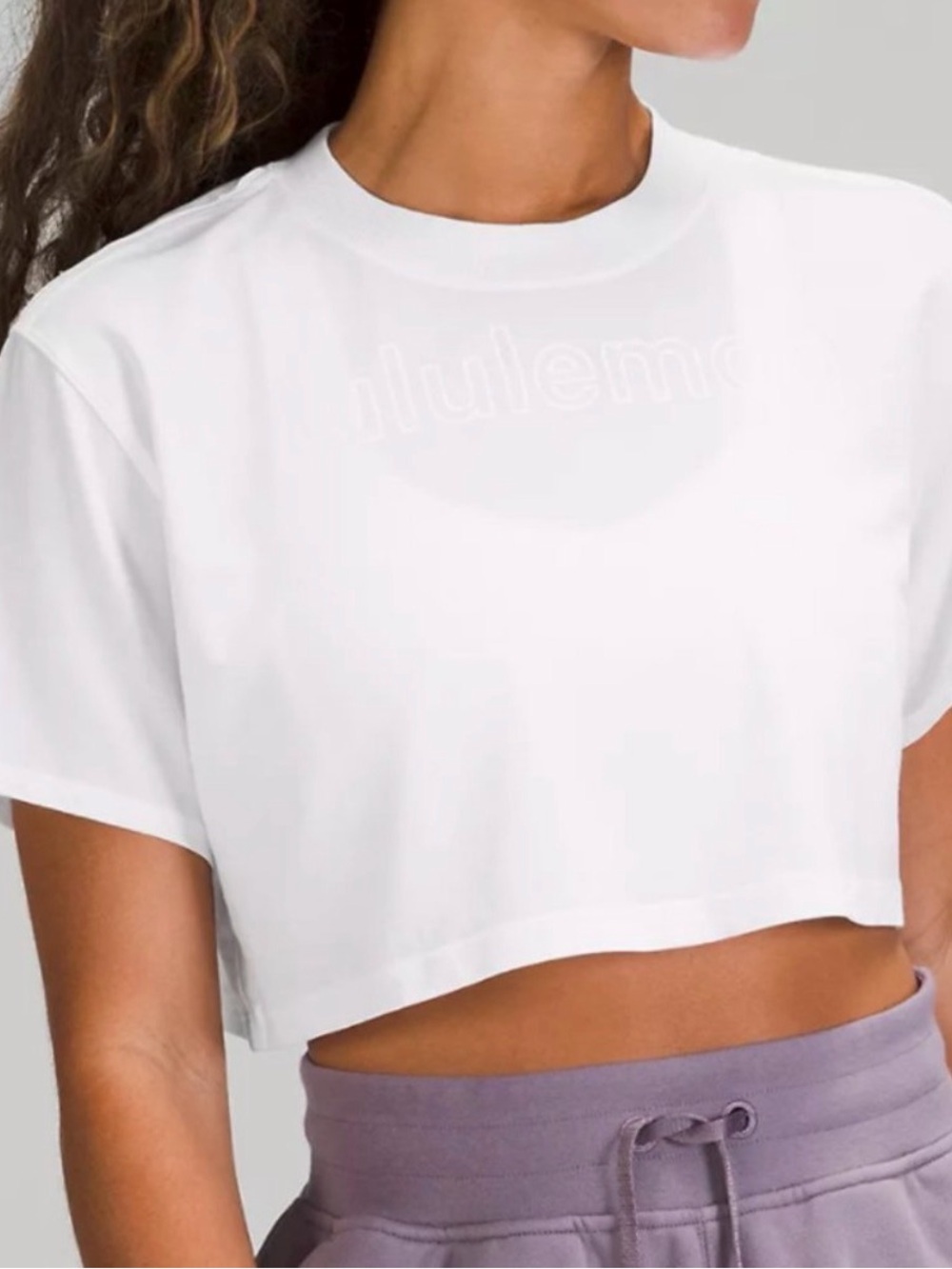 lululemon athletica White Cropped Crewneck Tee